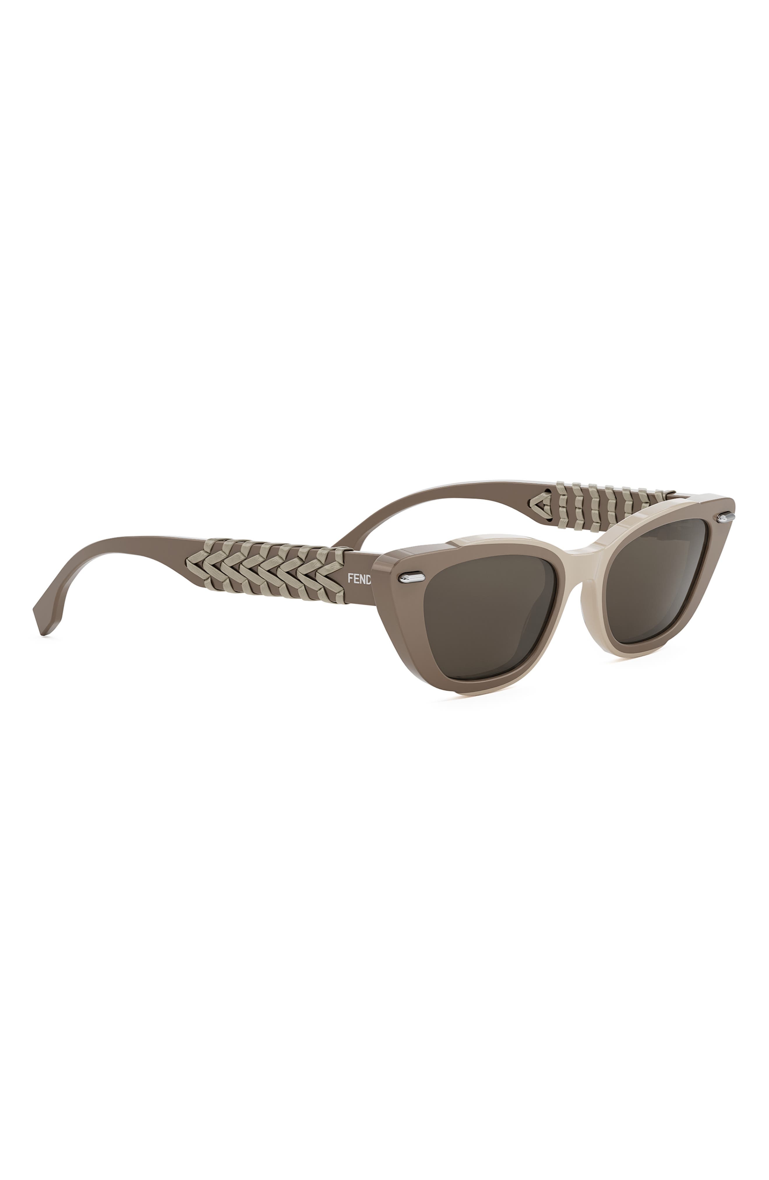 Fendi Interlace Cat Eye Sunglasses in Shiny Light Brown /Brown at Nordstrom - 4