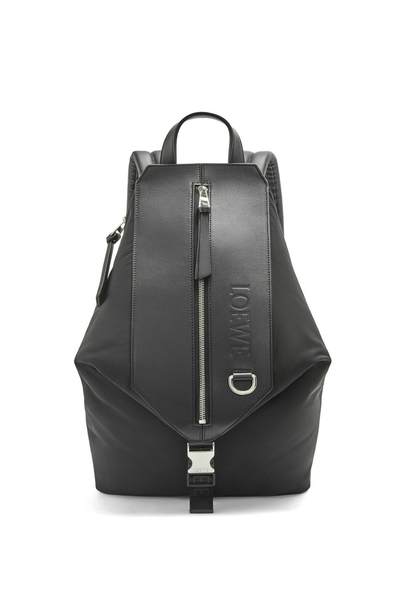 Small Convertible backpack in nylon and calfskin 1