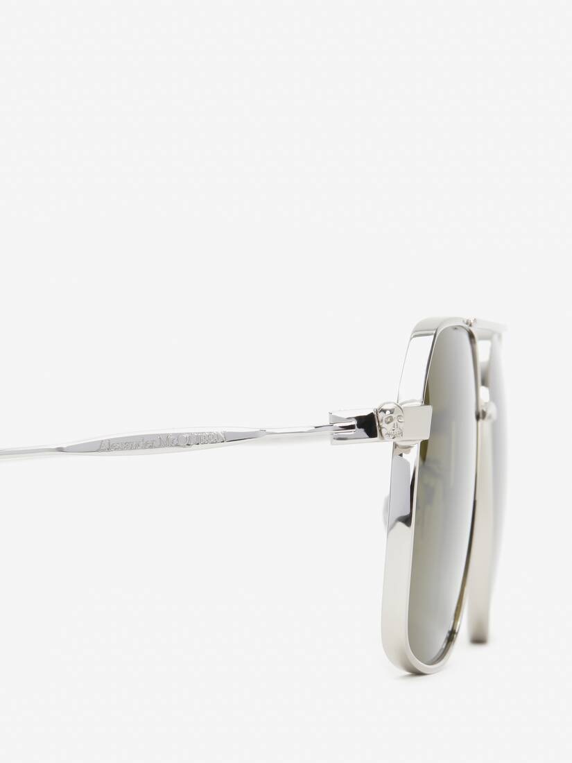 Men's Skull Angle Caravan Sunglasses in Silver - 4