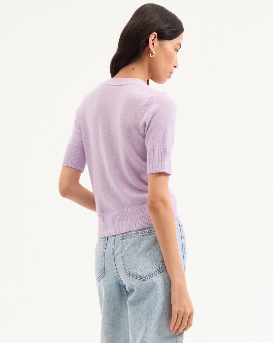 SOLENE SHORT-SLEEVE CASHMERE CARDIGAN - 4