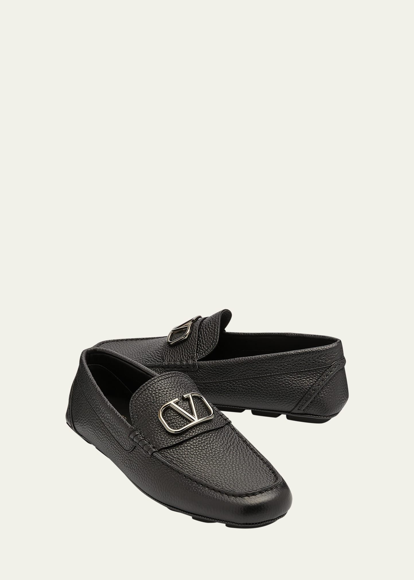 Men's V-Logo Leather Drivers - 7
