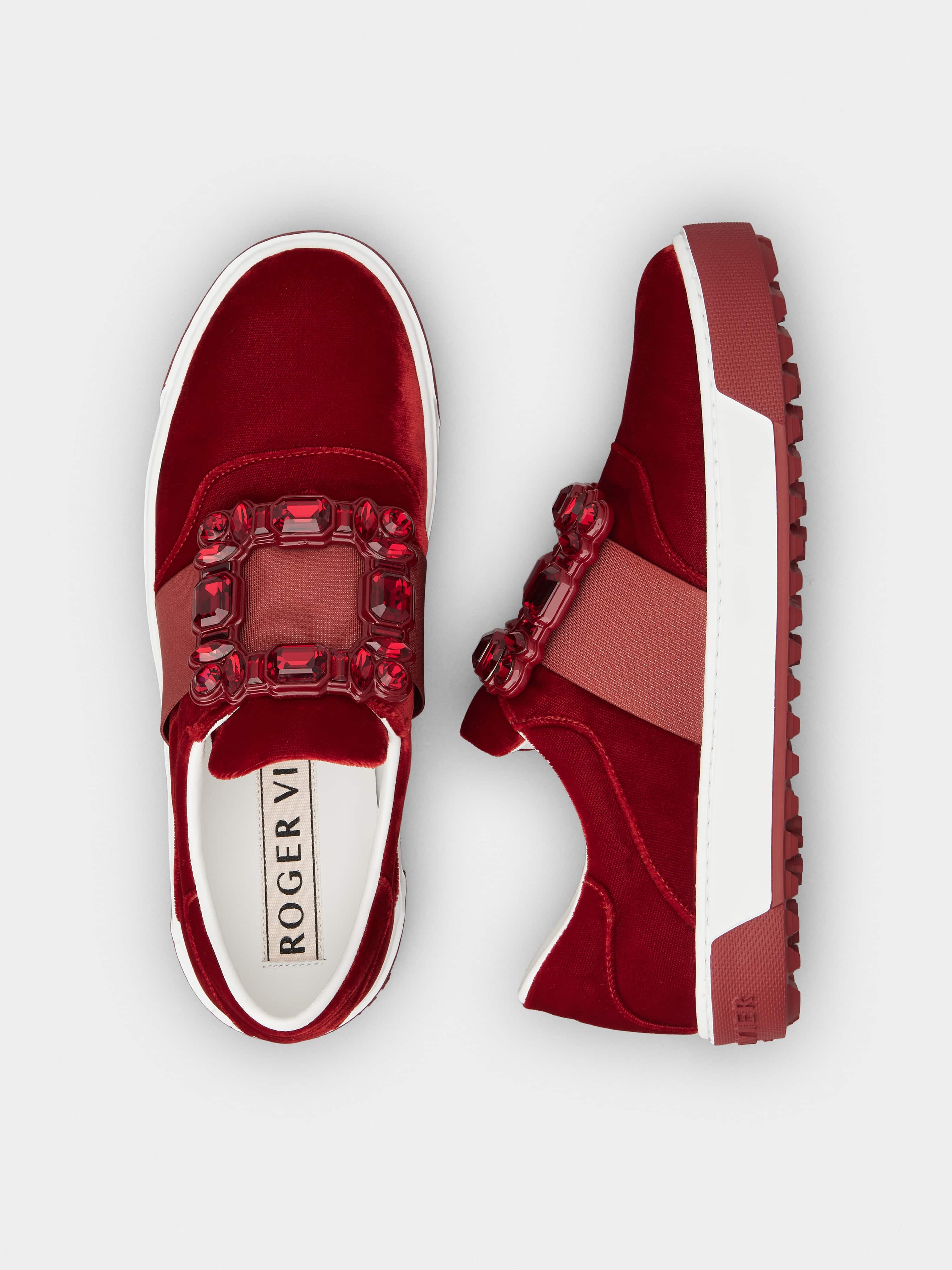 Very Vivier Strass Buckle Sneakers in Velvet - 6