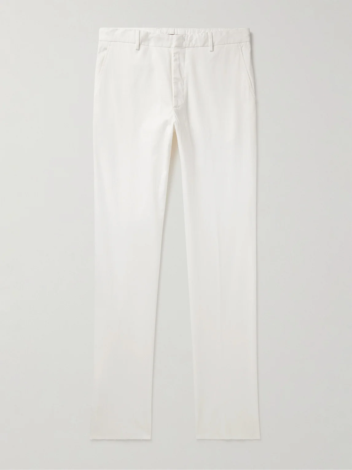 Slim-Fit Straight-Leg Stretch-Cotton Twill Trousers - 1