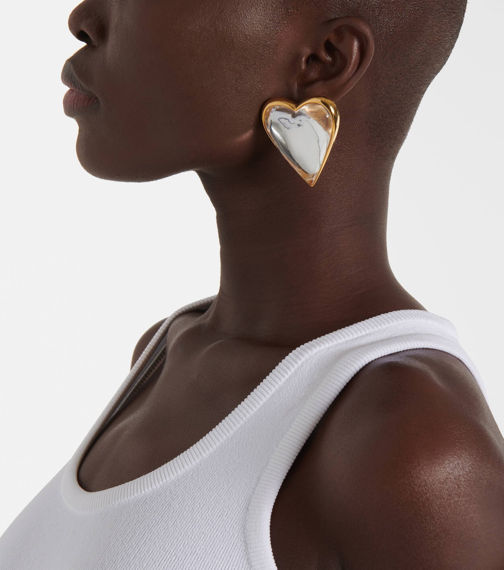 【ALAIA】Le Coeur Bombe mirror-effect earrings ALAÏA LE CŒUR BOMBE EARRINGS |ALAÏA US