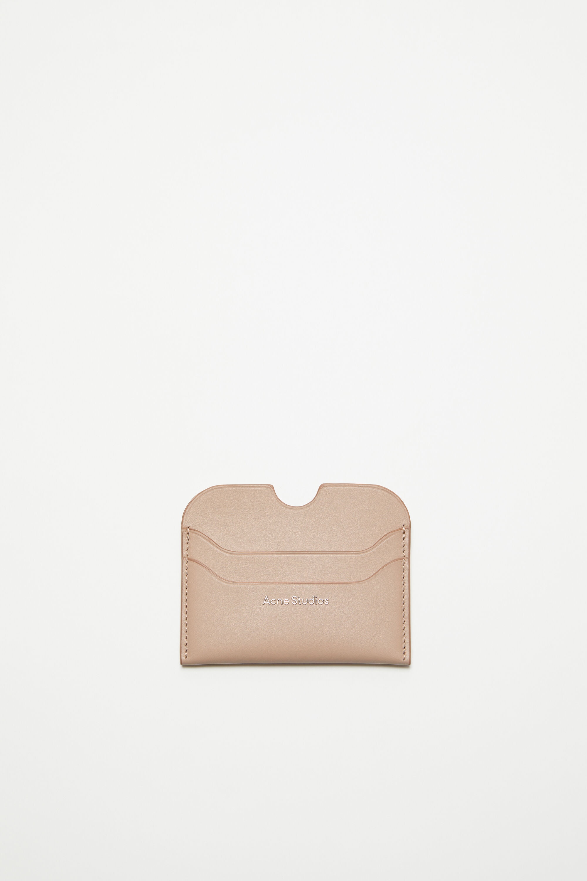 Leather card holder - Taupe beige - 1