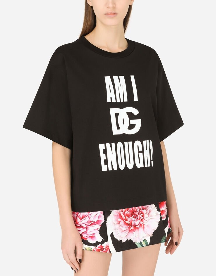 Jersey T-shirt with am I DG enough? print - 4