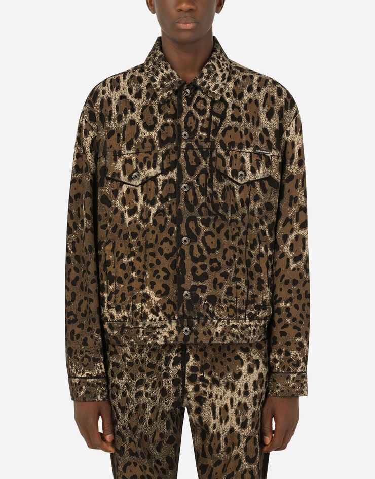 Leopard-print denim jacket - 1