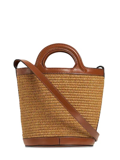 MINI RAFFIA EFFECT & LEATHER BUCKET BAG - 6