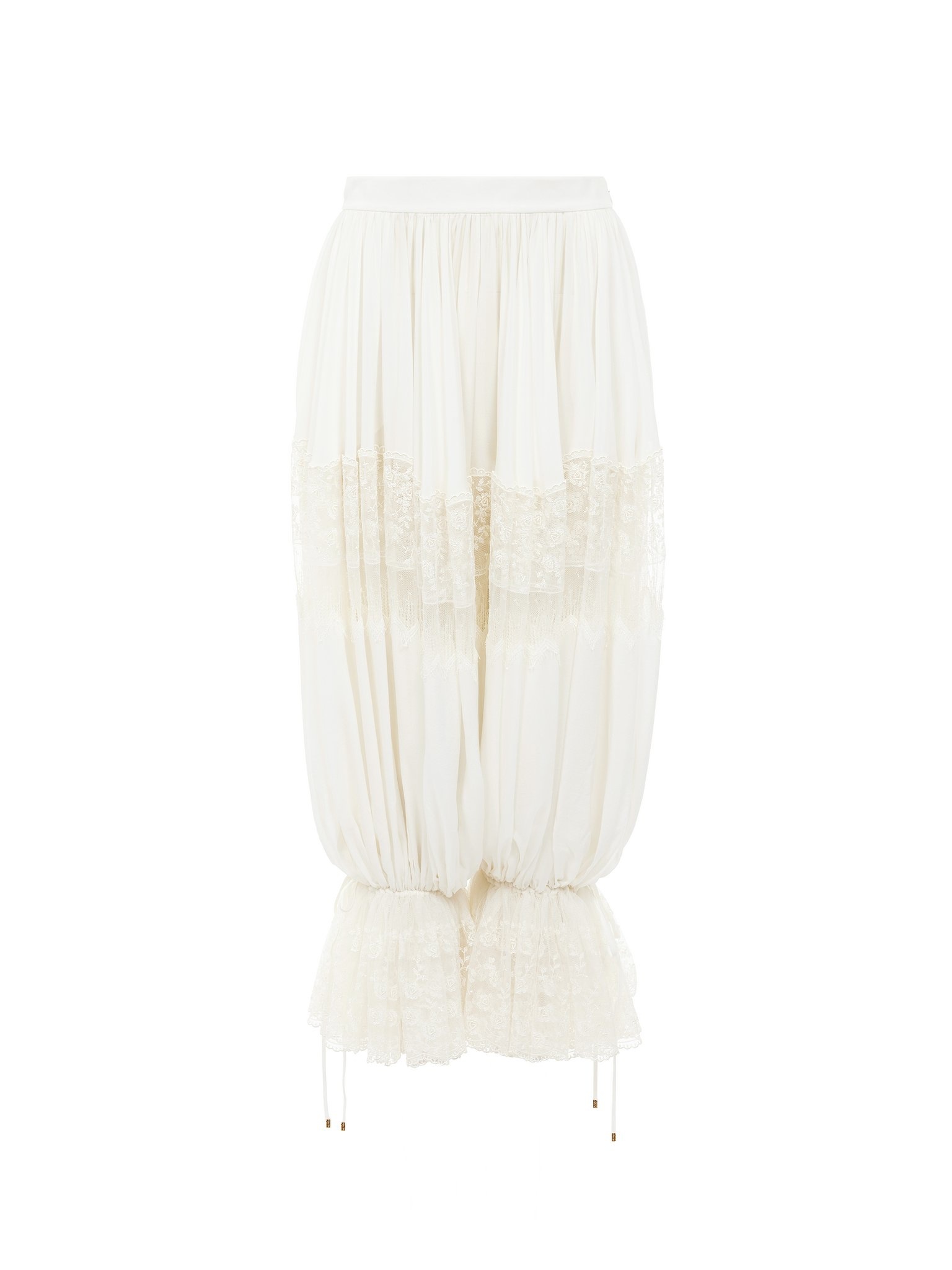 FLUID CROPPED PANTS IN SILK CHARMEUSE & LACE - 1