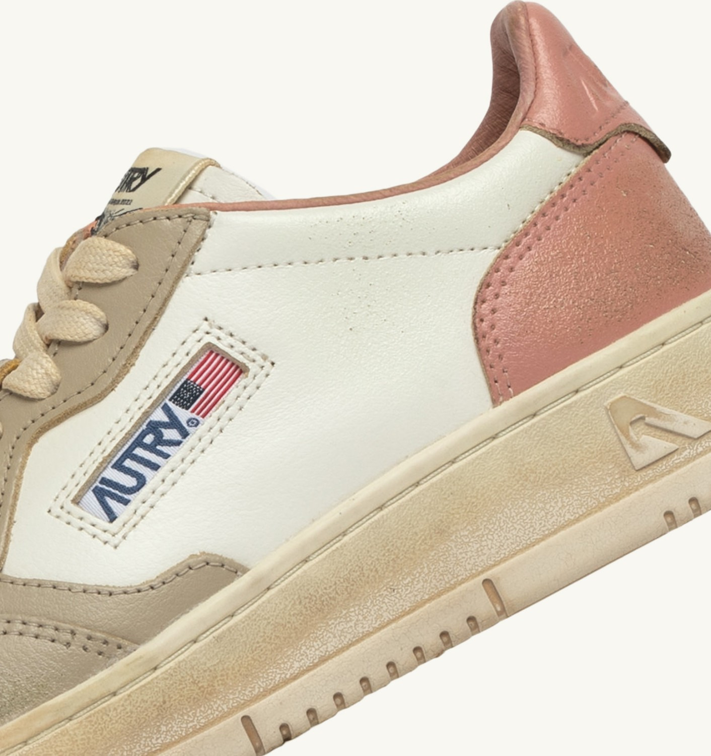 MEDALIST LOW SNEAKERS SUPER VINTAGE IN WHITE CAMEO BROWN AND SAFARI LEATHER - 6