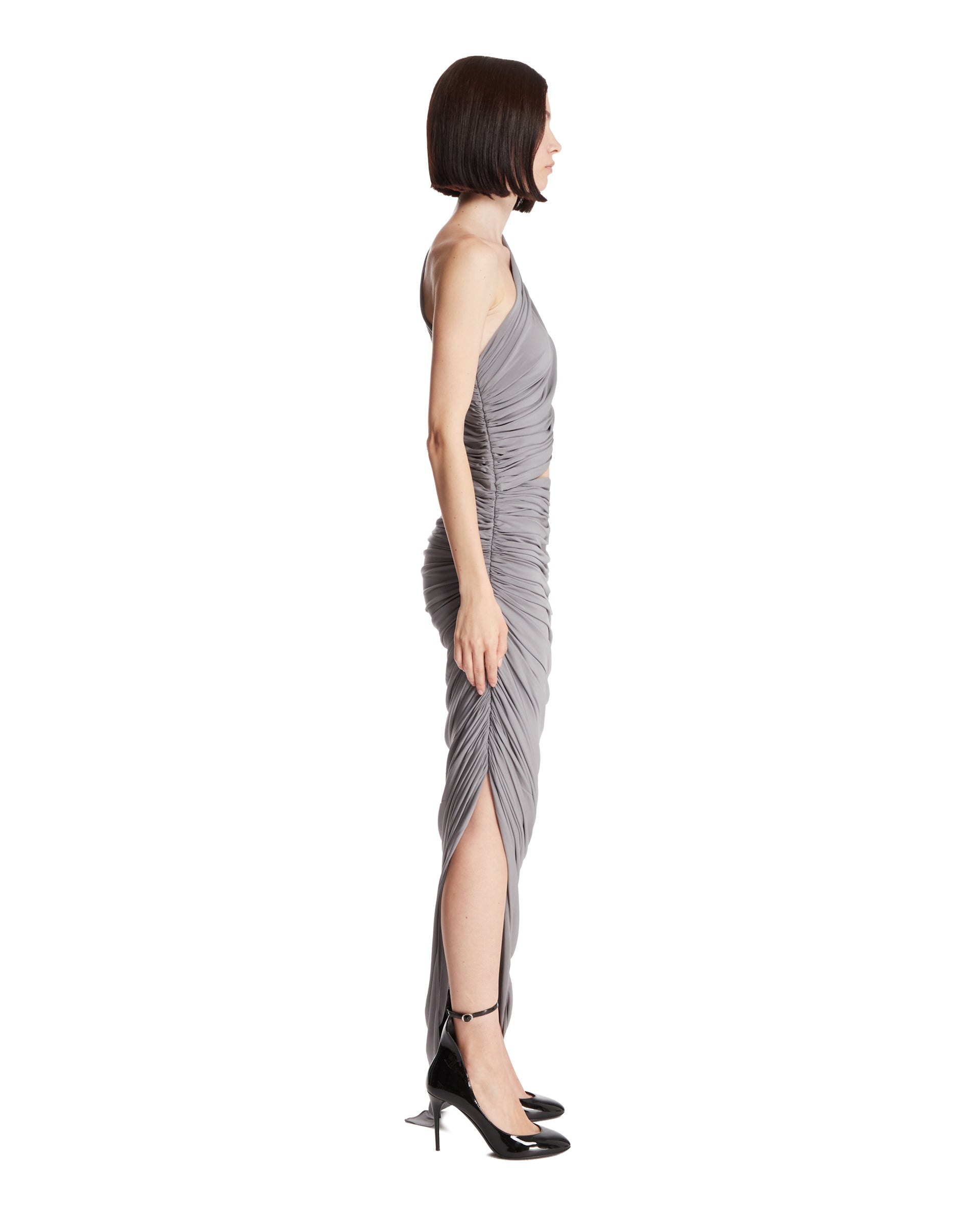 Gray Asymmetric Cut-out Dress - 5