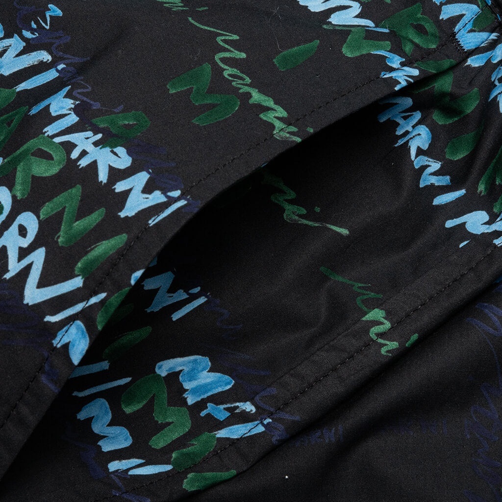 CROSSROADS PRINT BLACK POPLIN BERMUDA PANTS - BLACK - 4