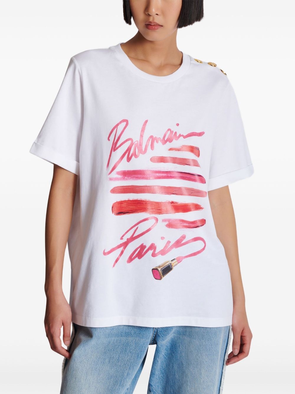 Lipstick-print T-shirt - 6