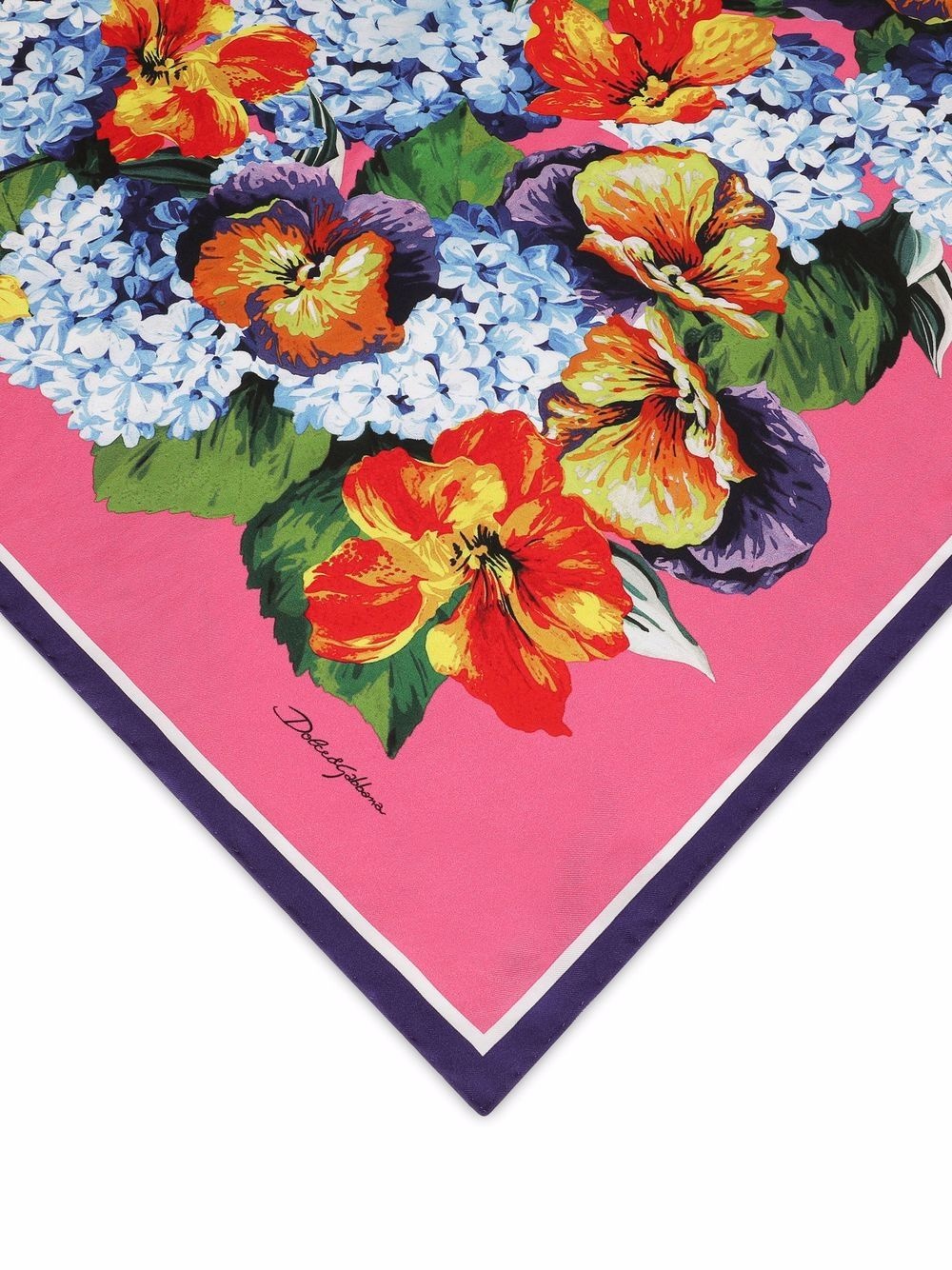 floral-print silk scarf - 2