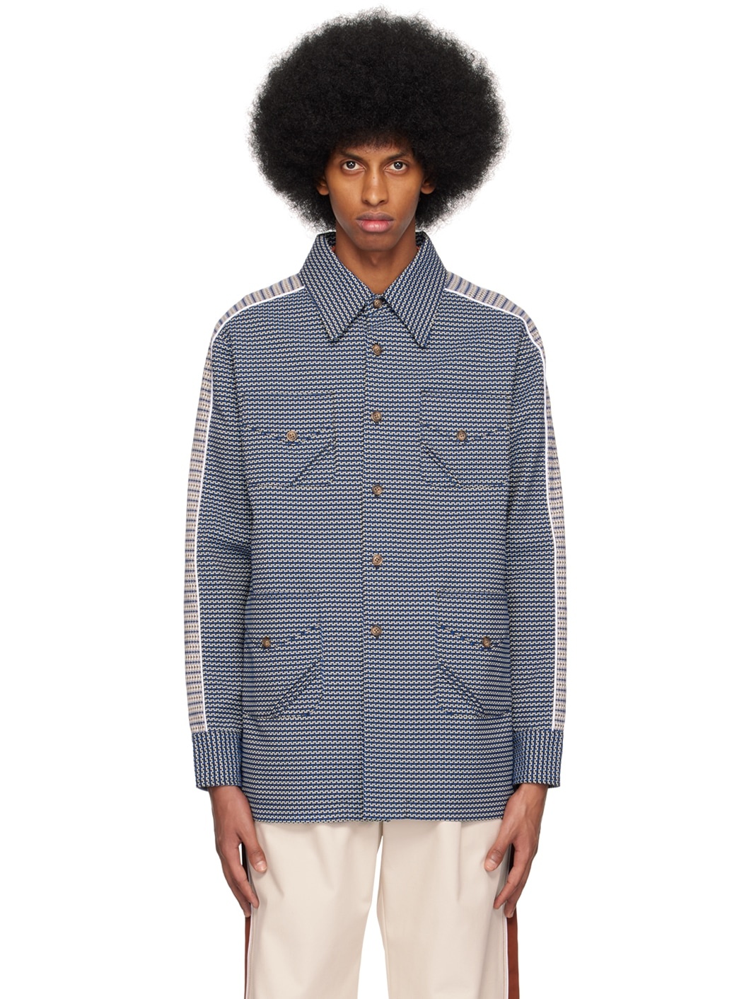 Navy Jacquard Jacket - 1