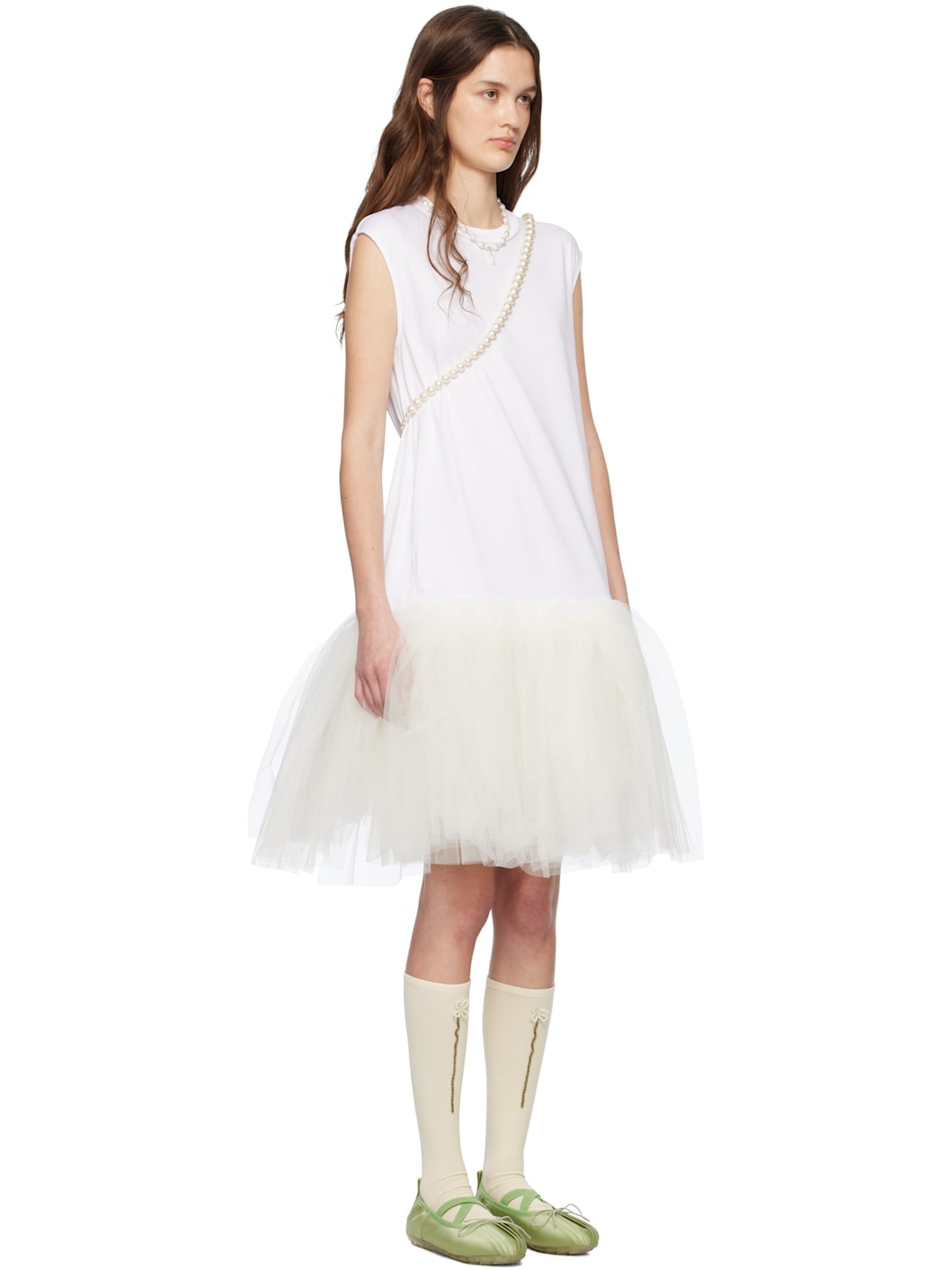 White Relaxed Ballet Tutu Midi Dress - 2