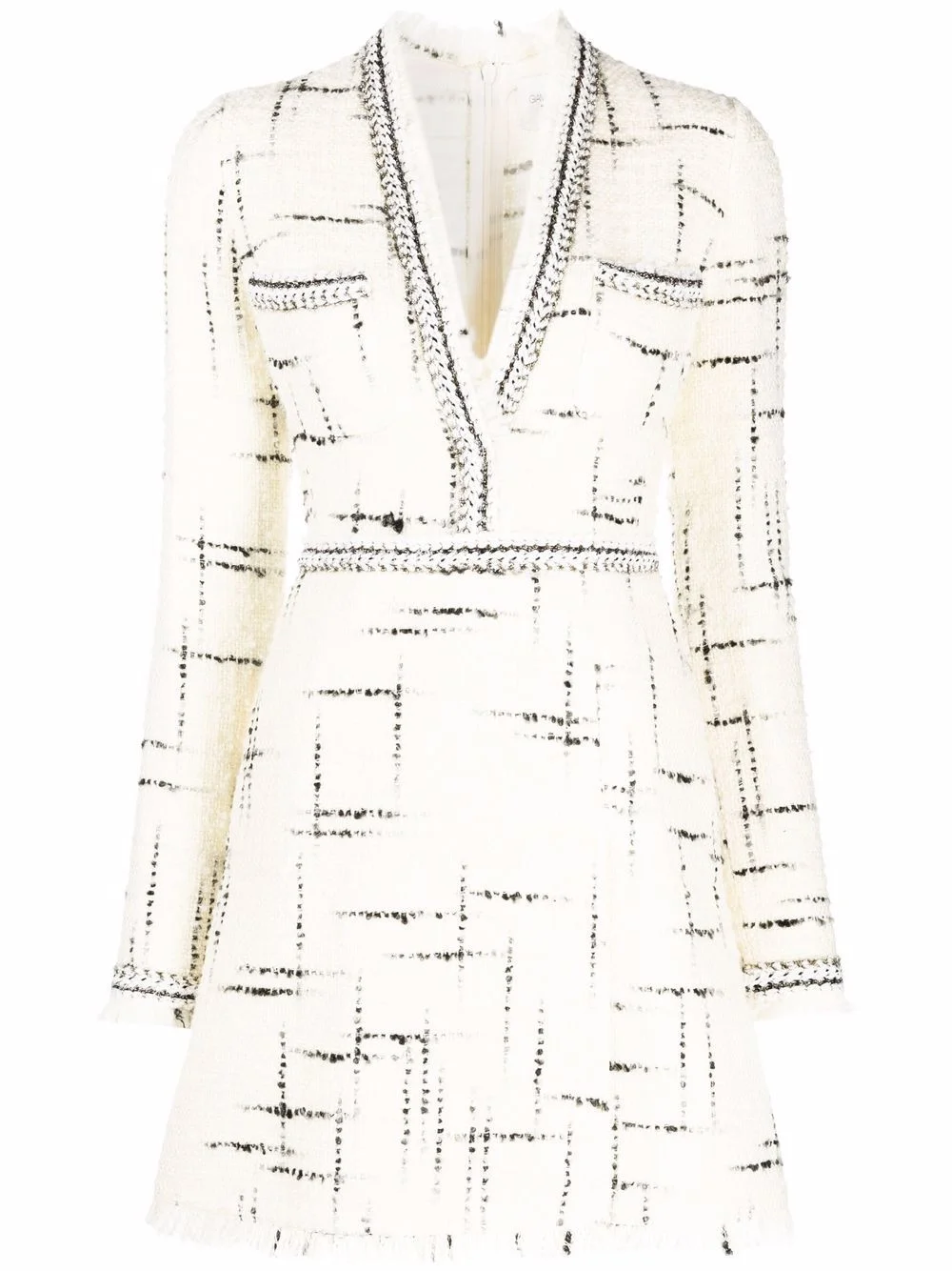 tweed-knit longsleeved dress - 1