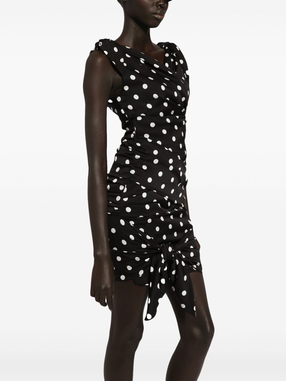 polka-dot draped mini dress - 5