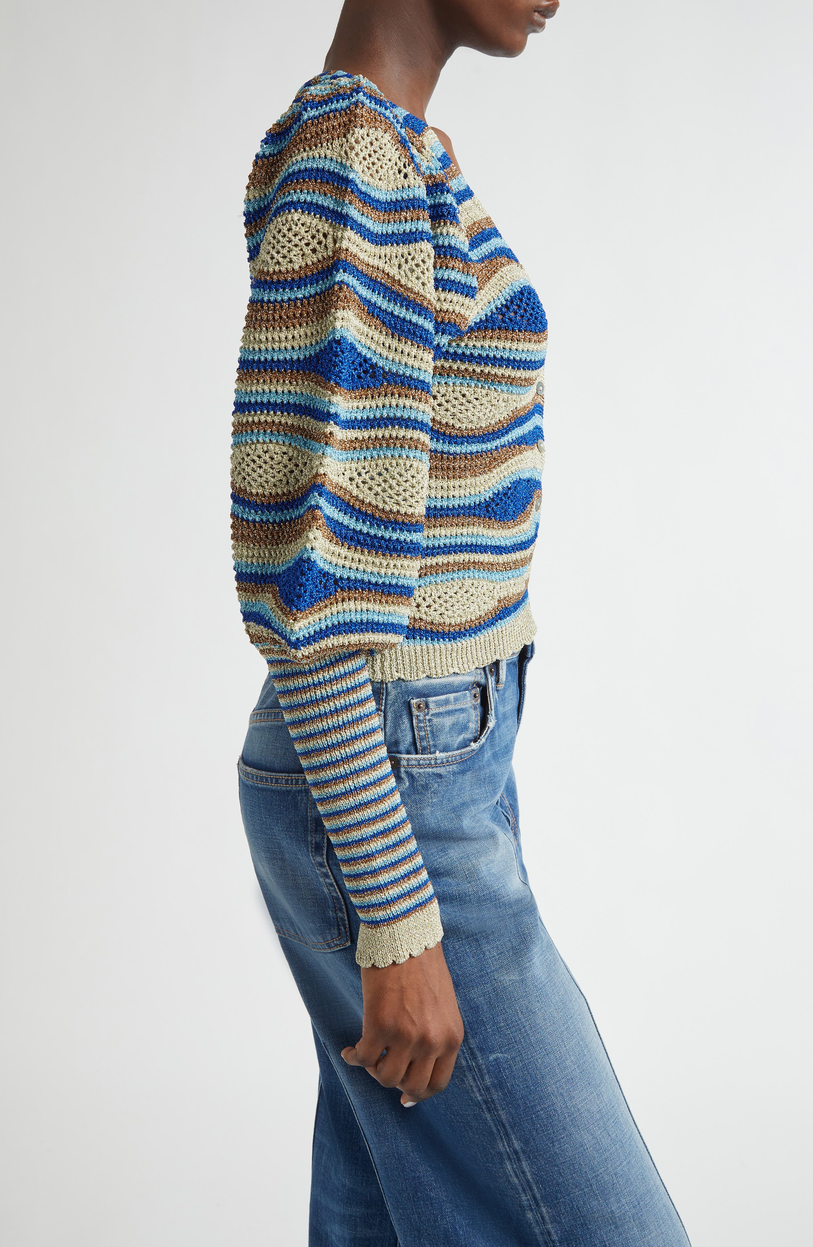 FARM Rio Mixed Waves Striped Cardigan in Multi at Nordstrom - 3