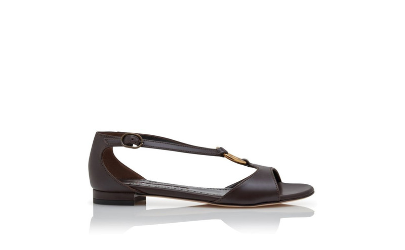 Black Calf Leather Flat Sandals 1