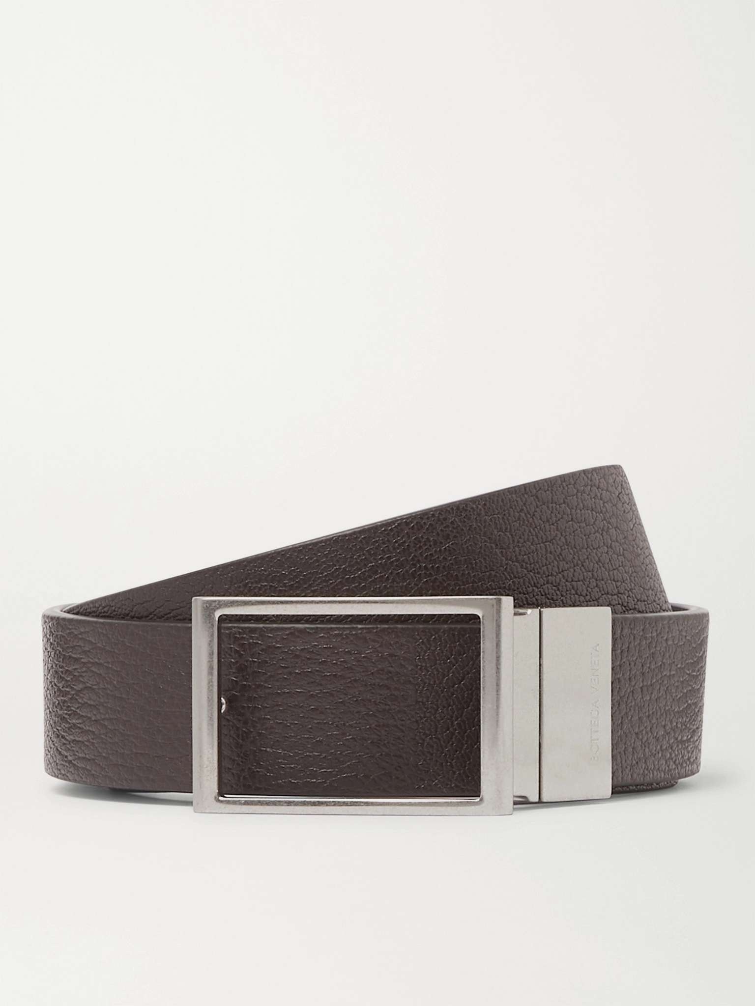 3cm Reversible Textured-Leather Belt - 1