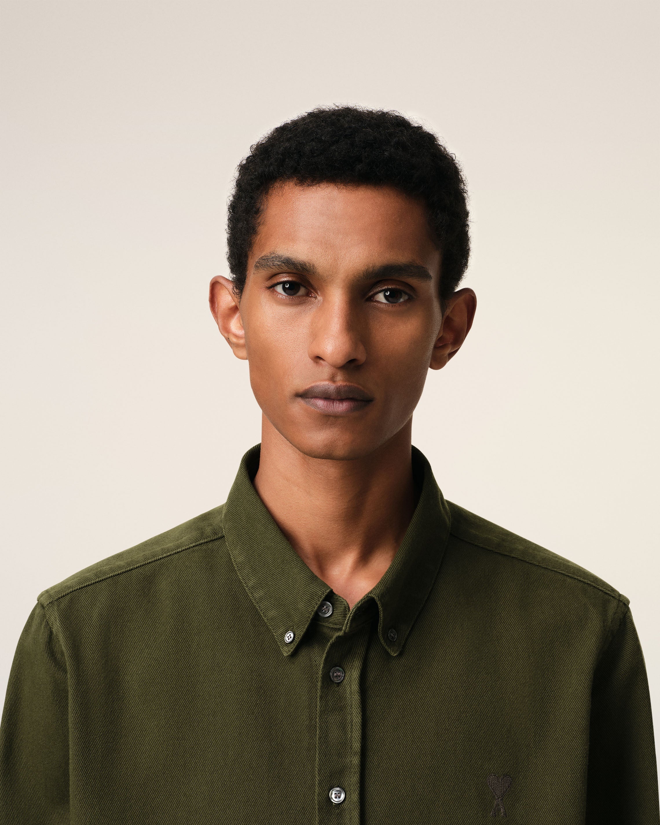 GREEN COTTON BUTTON-DOWN AMI DE COEUR SHIRT - 4
