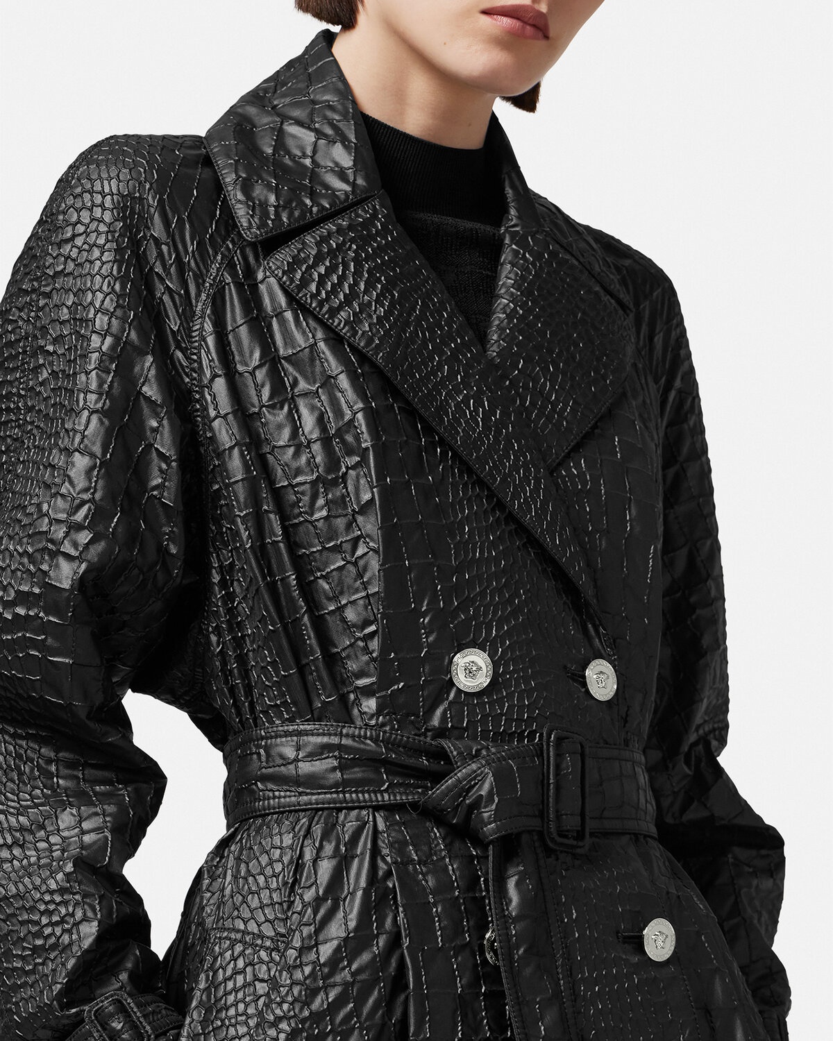 Croc-Lacquered Cloquet Trench Coat - 5