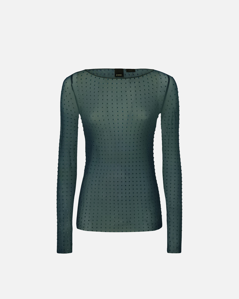 FULLY RHINESTONED LIGHT TULLE SWEATER 1