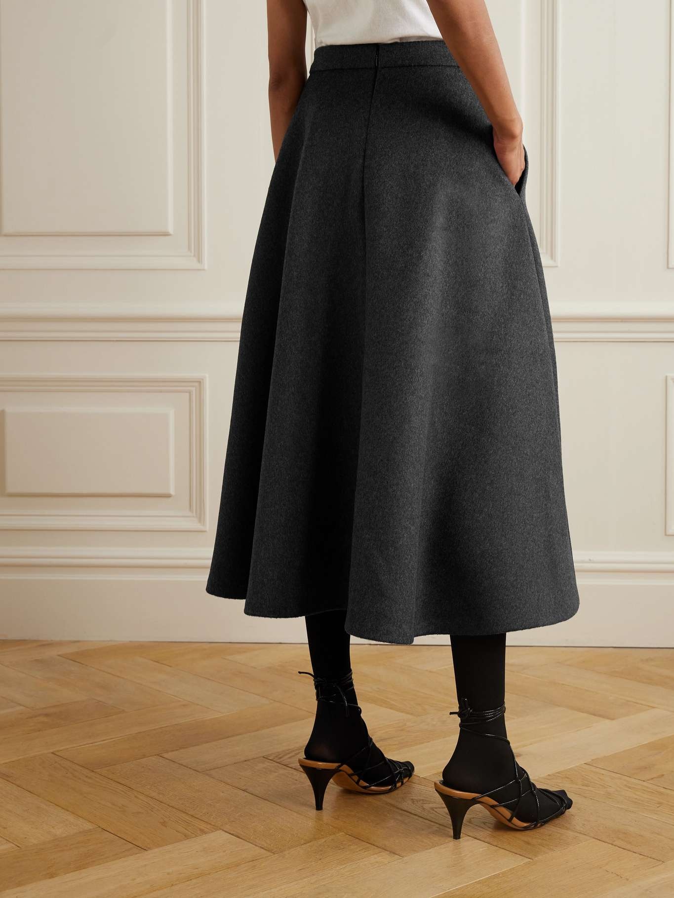 Recycled wool-blend felt midi skirt - 3