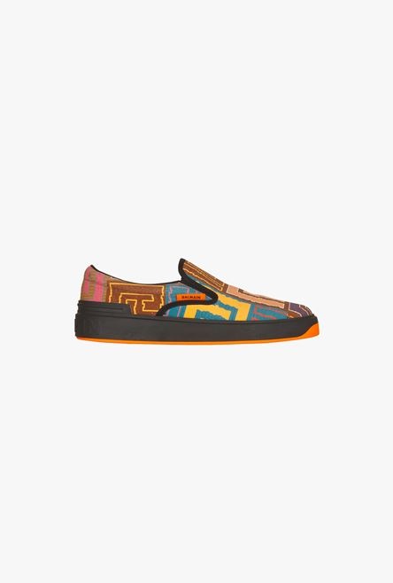 Multicolor monogram needlepoint canvas B-Court slip-on sneakers - 1