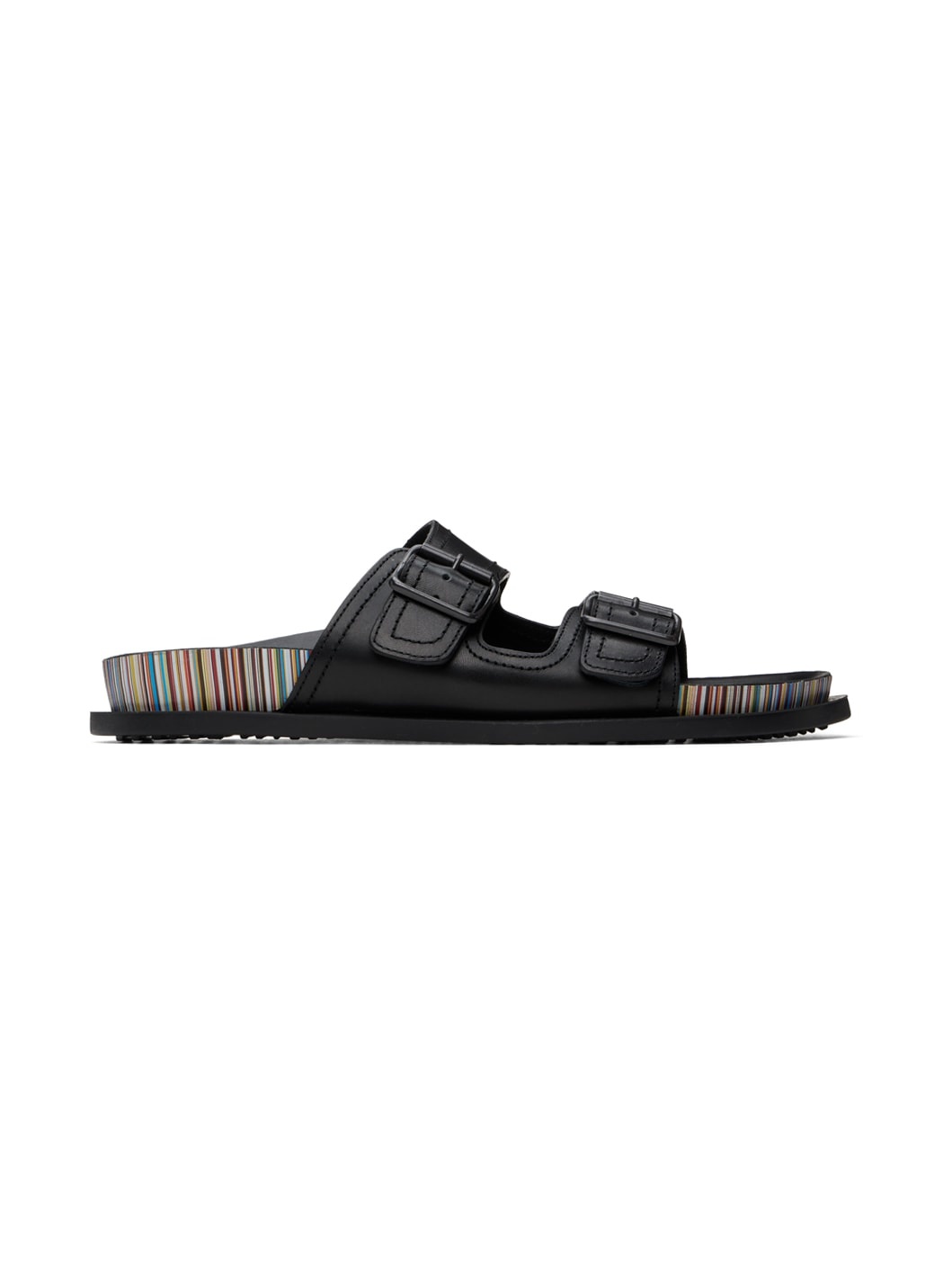 Black Leather Mesra Sandals - 1