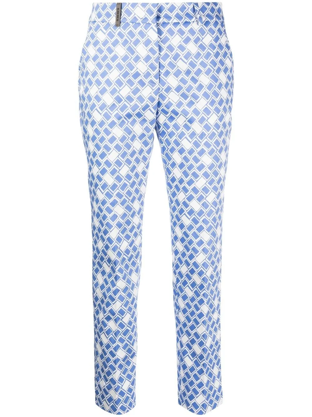 geometric-print slim trousers - 1