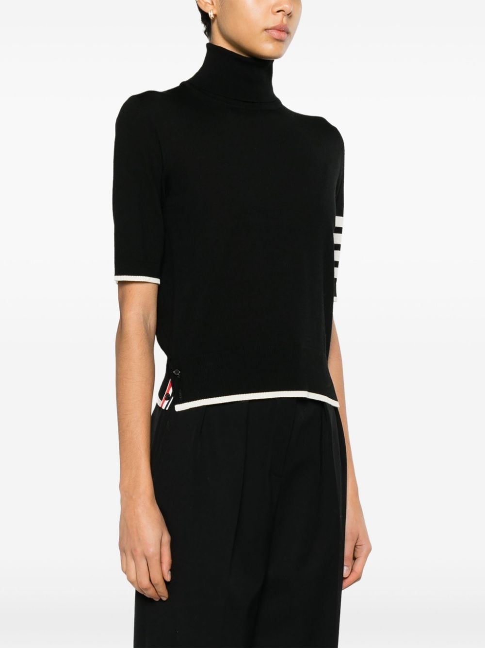 stripe-detailing short-sleeve jumper - 3