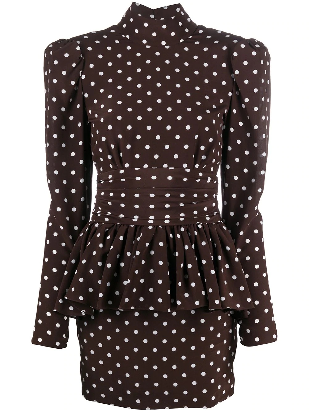 polka dot peplum-waist mini dress - 1