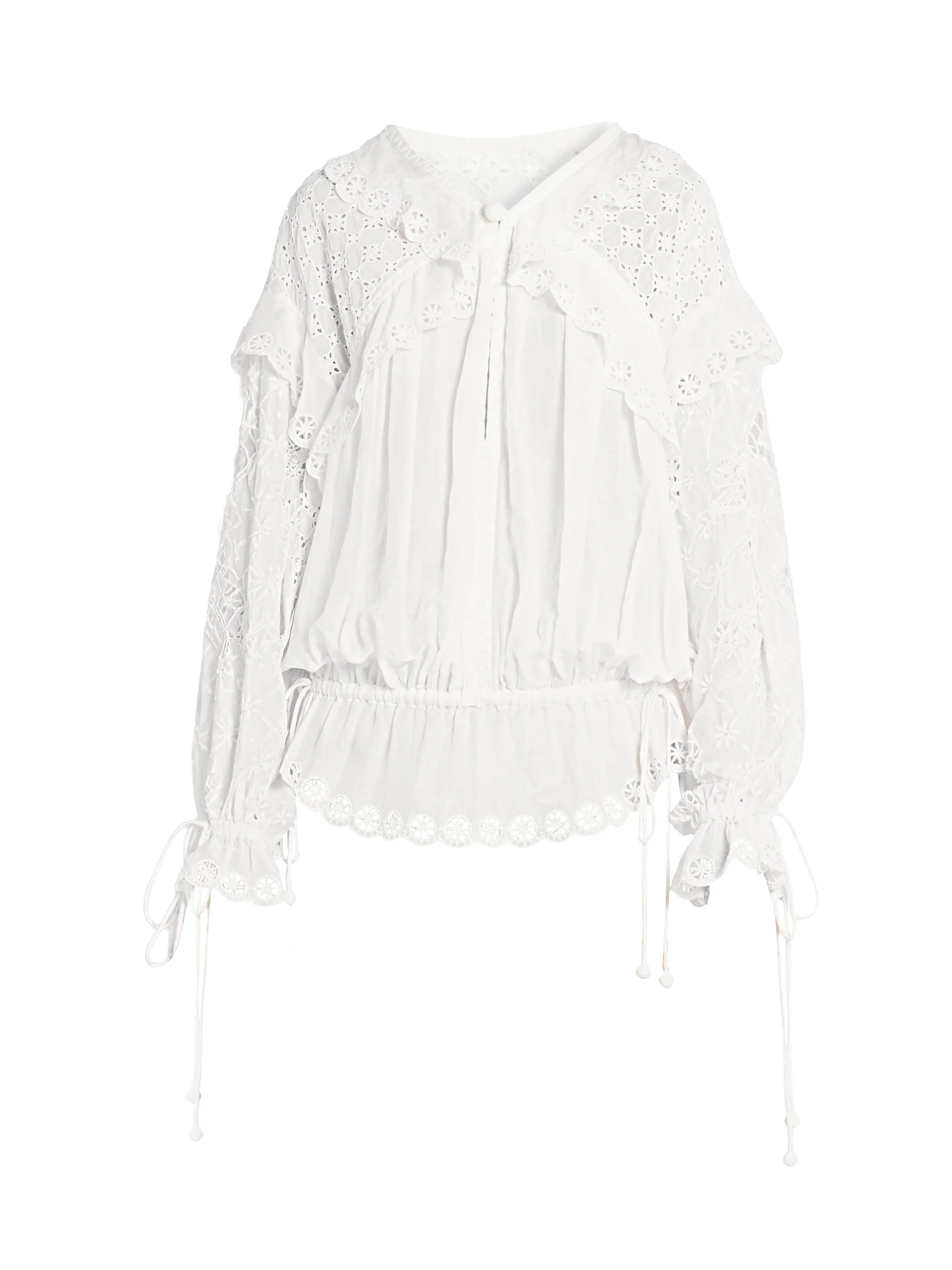 Women's Nowana Eyelet Cotton-Silk Blouse - White - 1