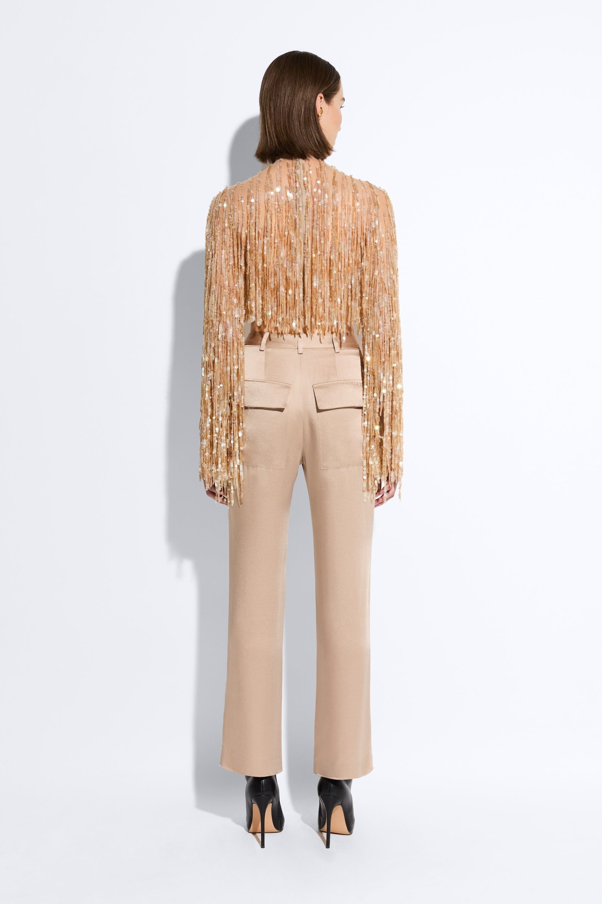 Fringe Sequin Cropped Top - 3