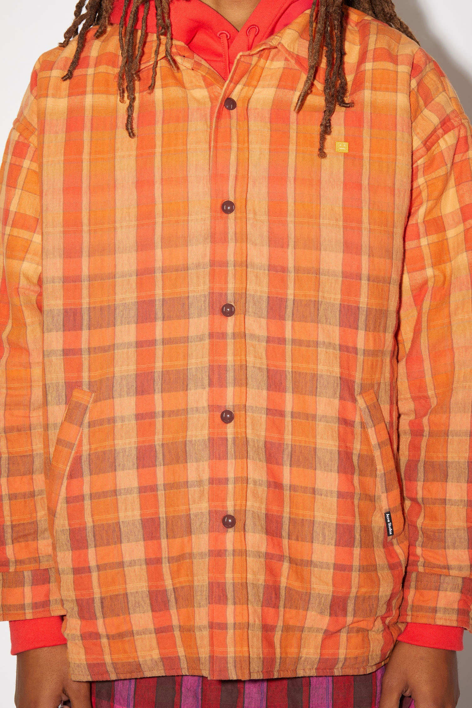 Oversized shirt - Brick red/apricot orange - 6