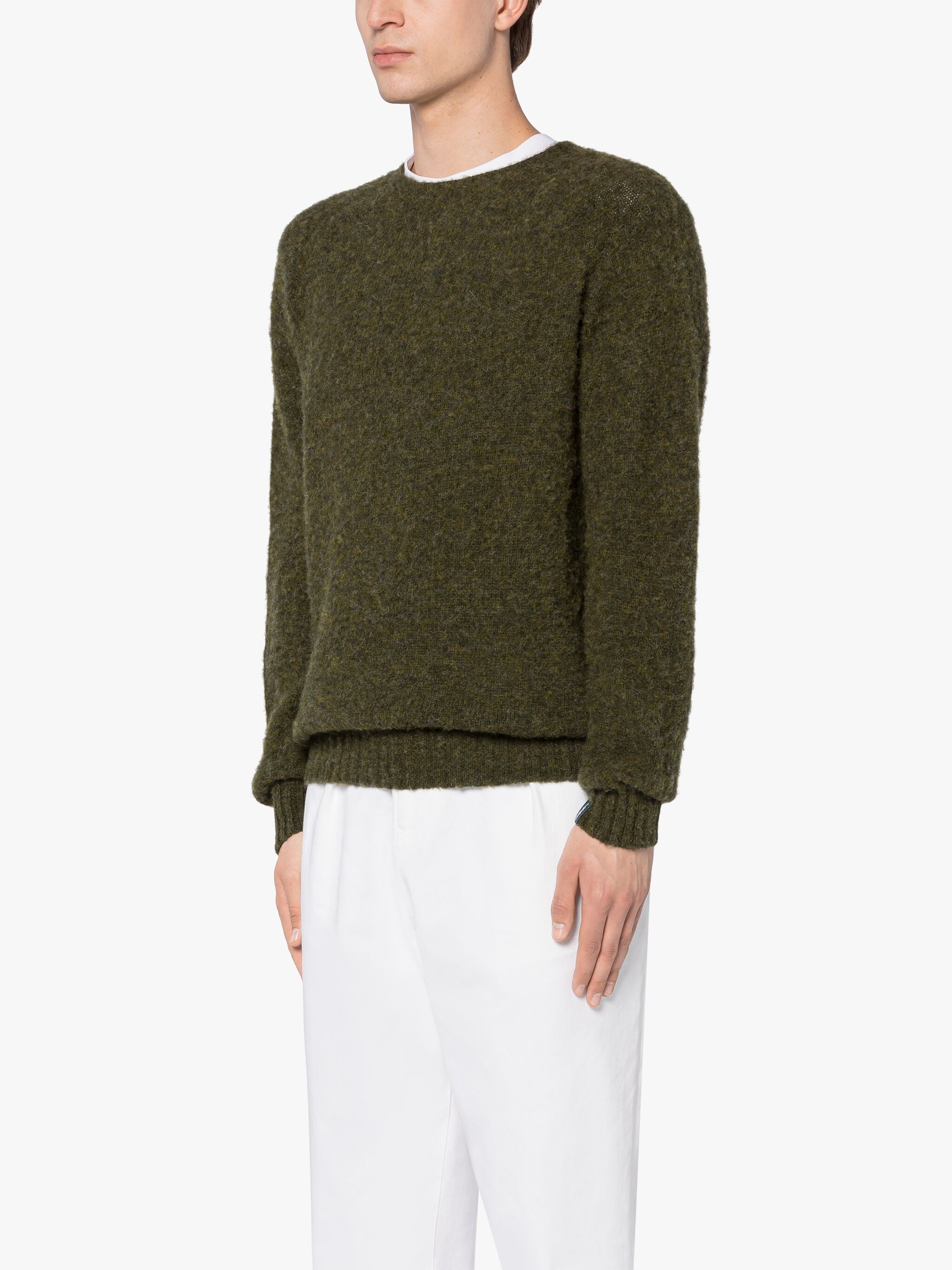 HUTCHINS DARK GREEN WOOL CREWNECK SWEATER - 3