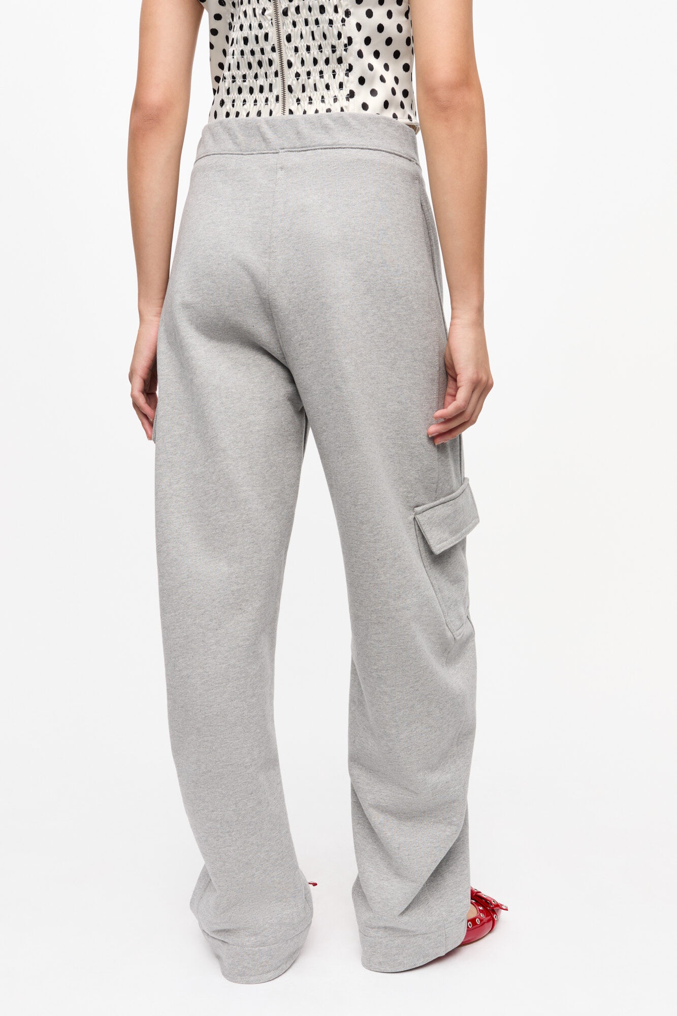 GREY HEAVY TERRY CURVED PANTS - 4