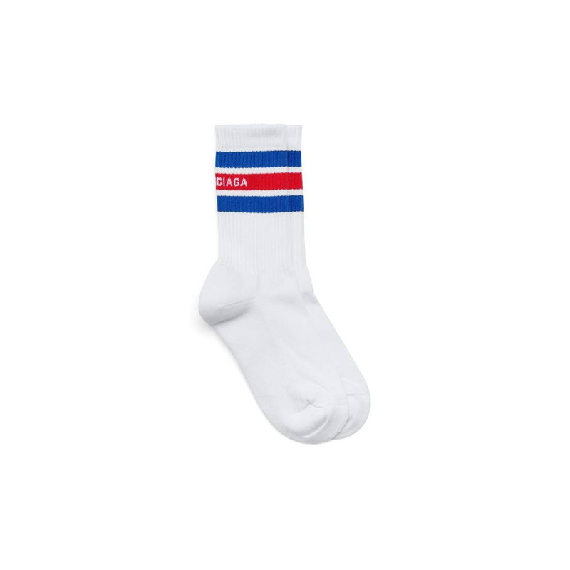 Men's Balenciaga Striped Socks in White 1