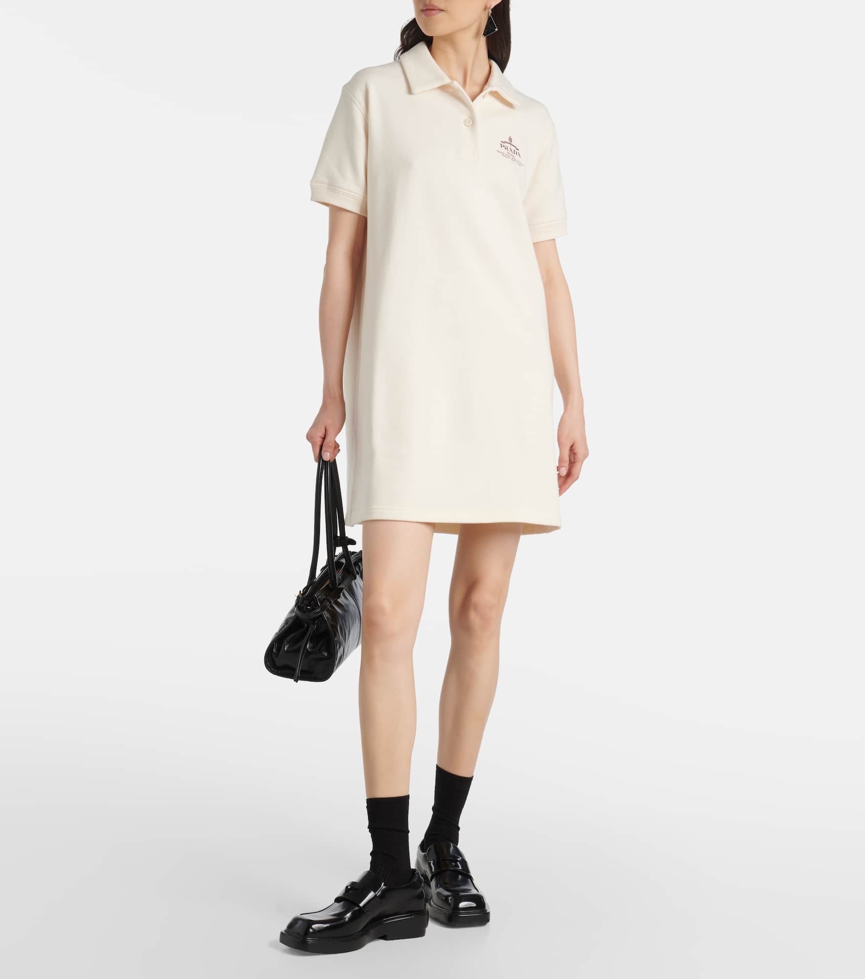 Logo cotton fleece polo dress - 2