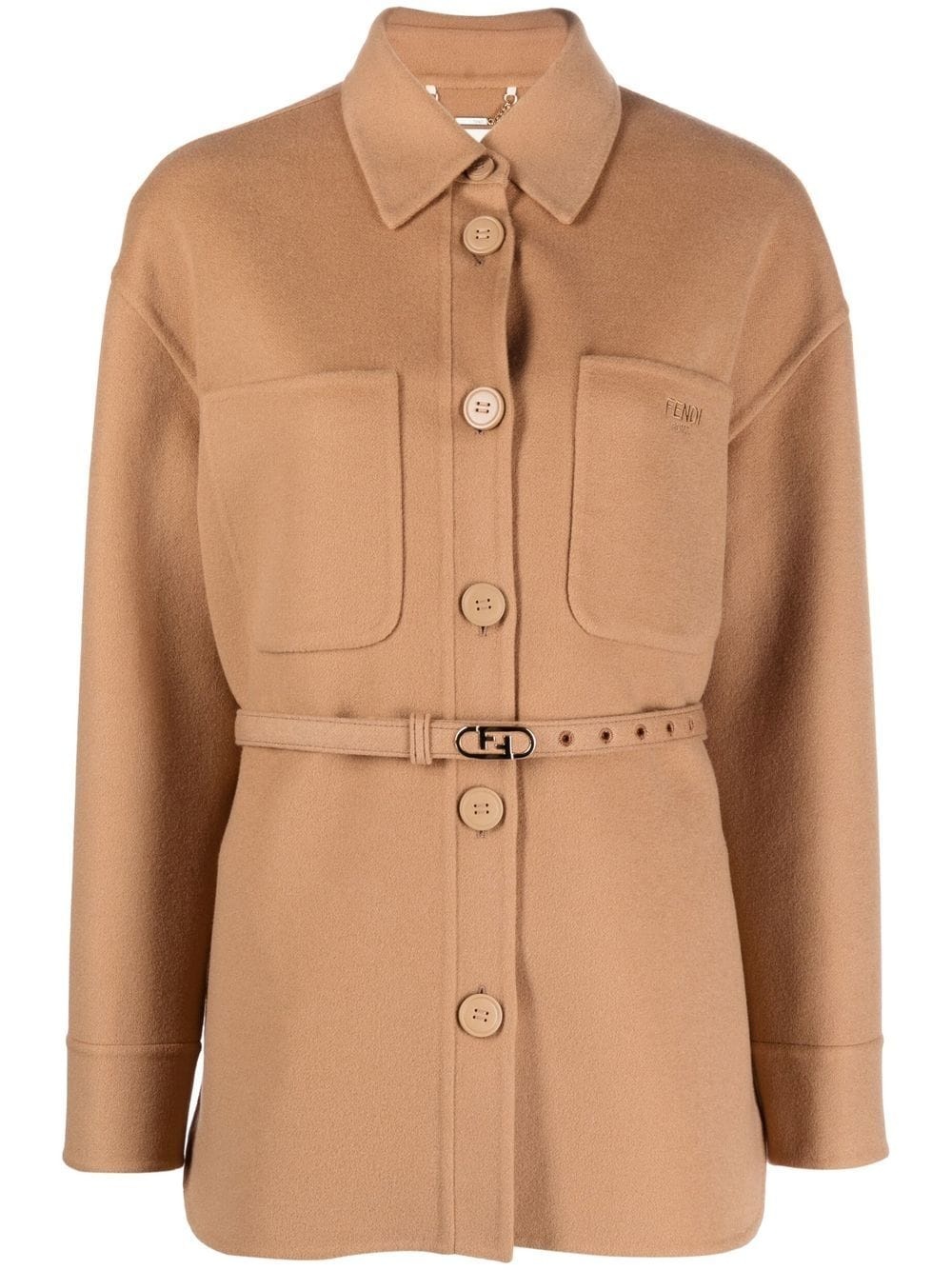 logo-buckle single-breasted coat - 1