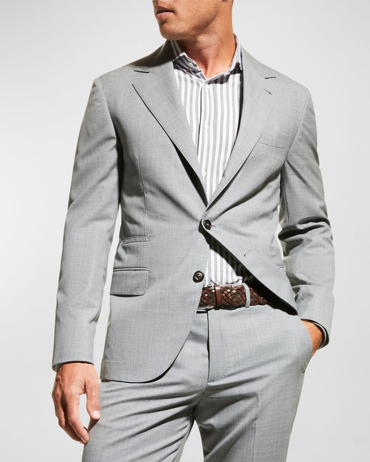 Men's Wool Three-Button Two-Piece Suit - 5
