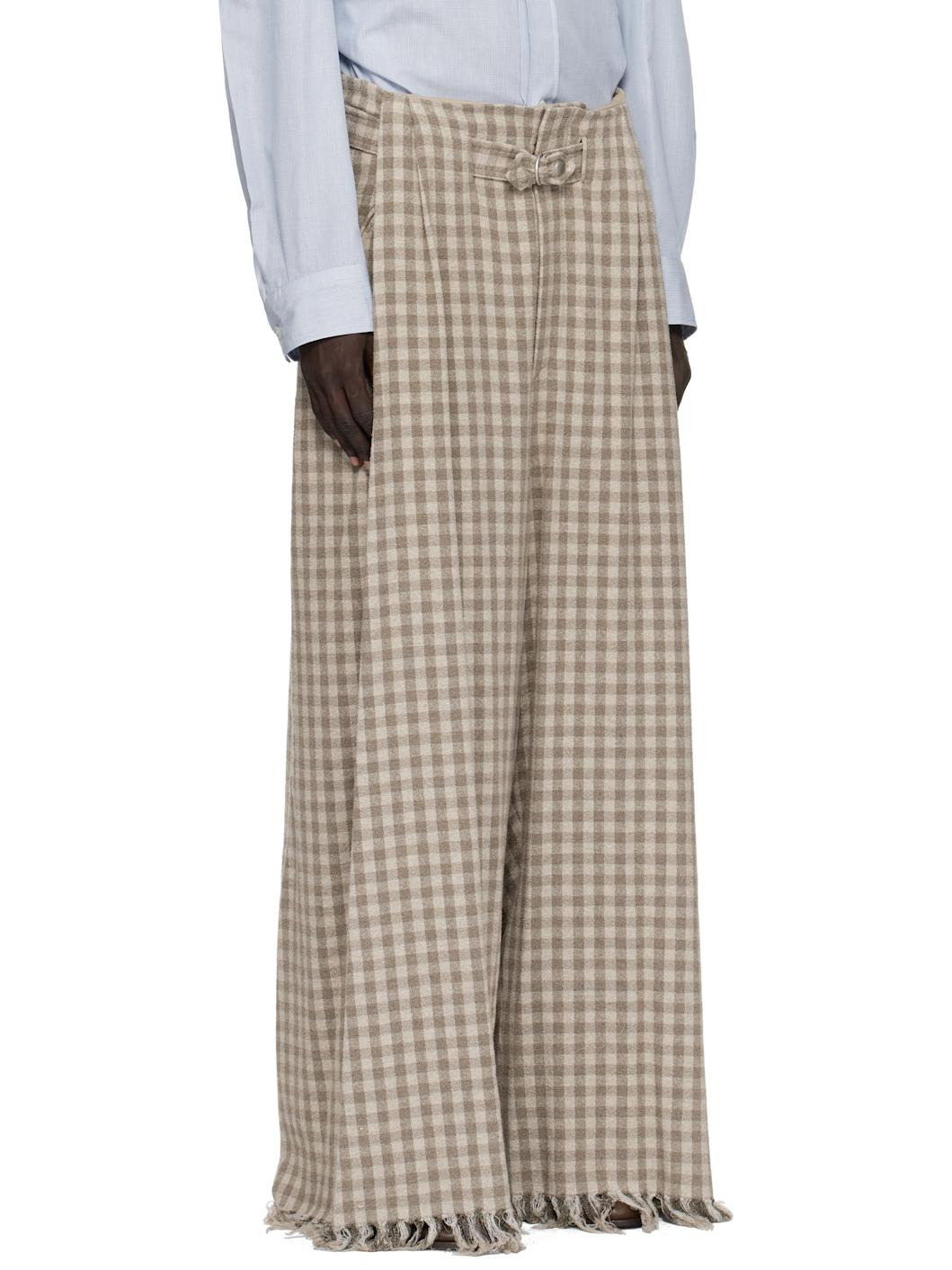 Beige Check Trousers - 2