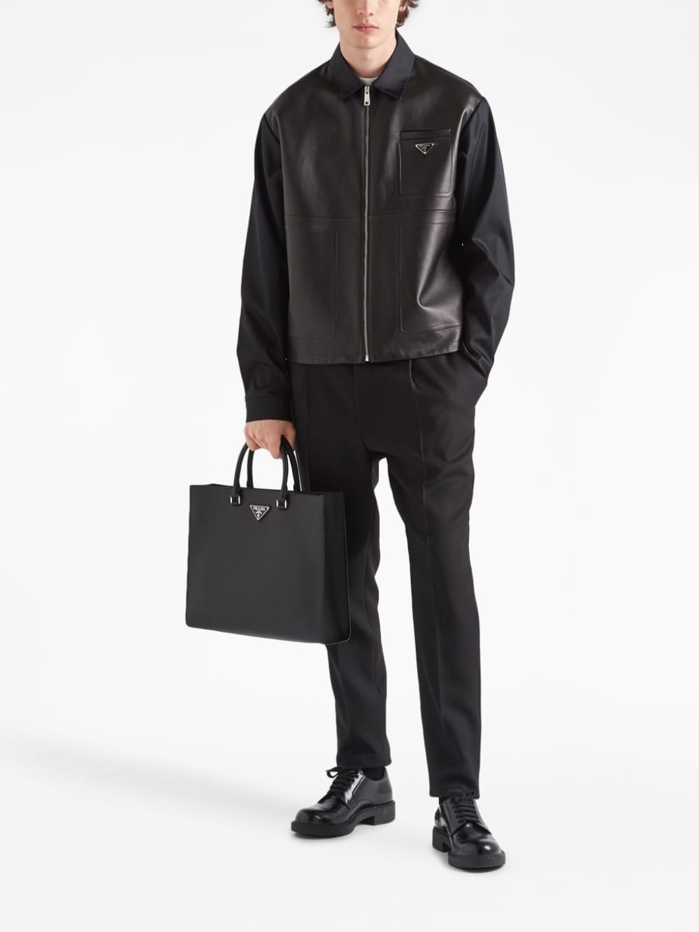 Re-Nylon leather jacket - 3