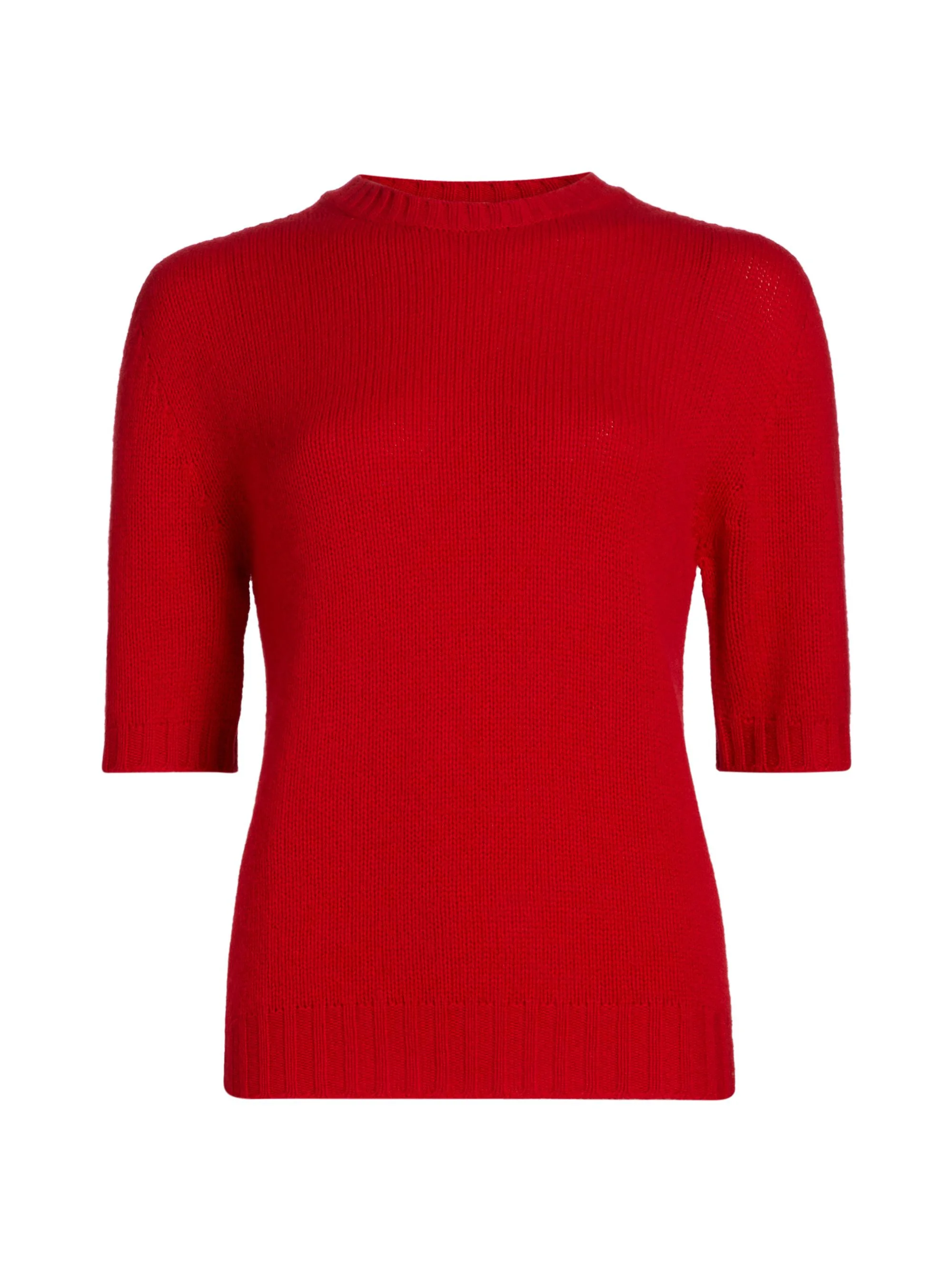 Women's Gauzed Cashmere Short-Sleeve Sweater - Lacca - 1