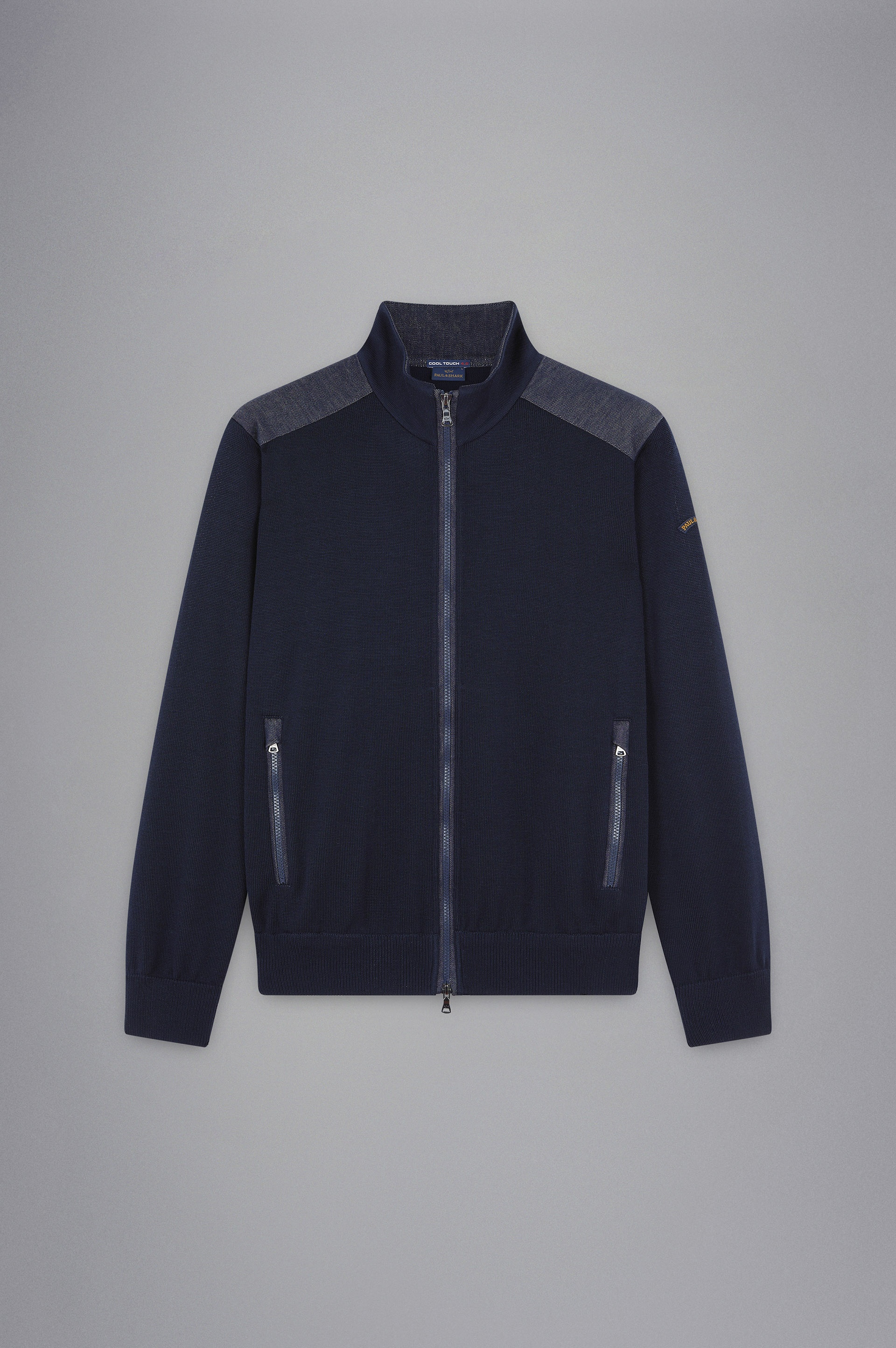 WOOL SWEATER WITH DENIM INSERTS - 1