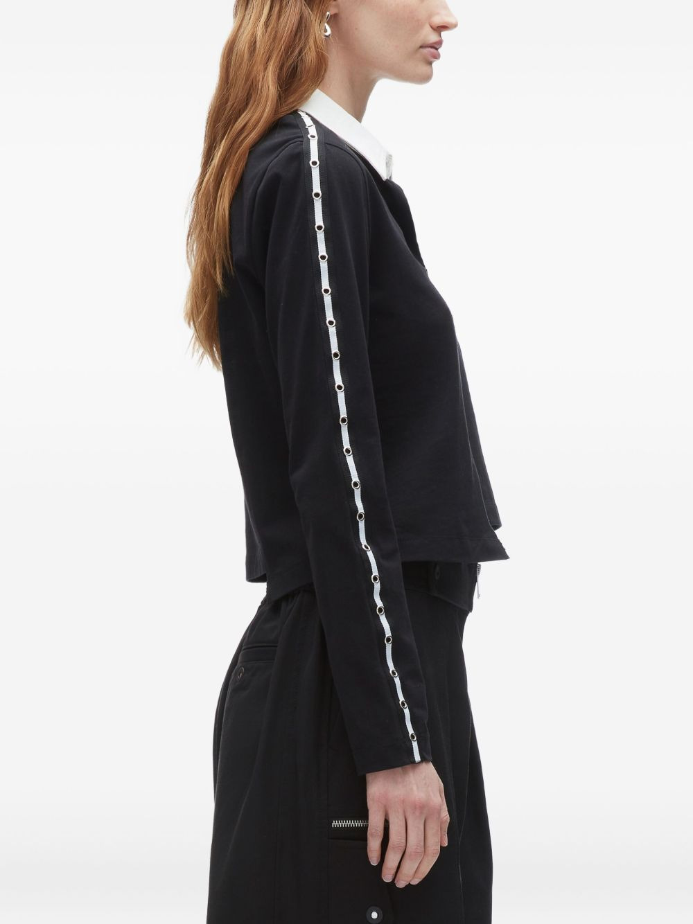 panelled eyelet-detail polo top - 5
