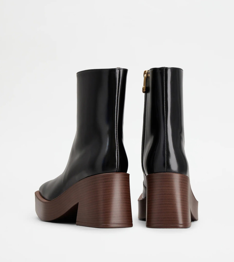 Tod's PLATFORM ANKLE BOOTS IN LEATHER - BLACK outlook