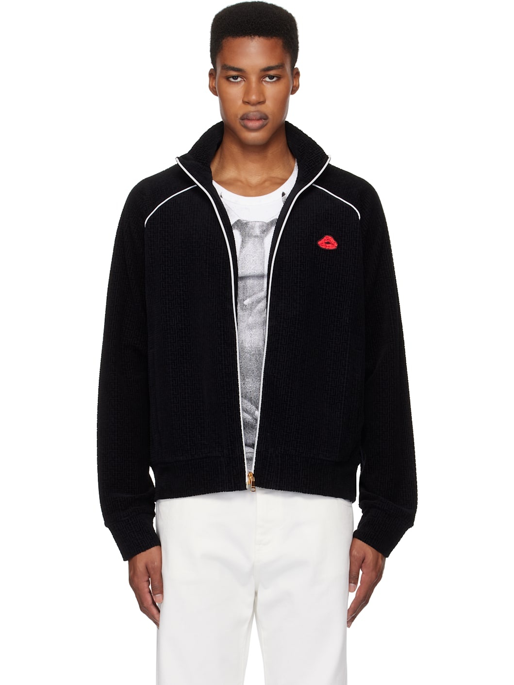 Black Monogram Kiss Jersey Track Jacket - 1
